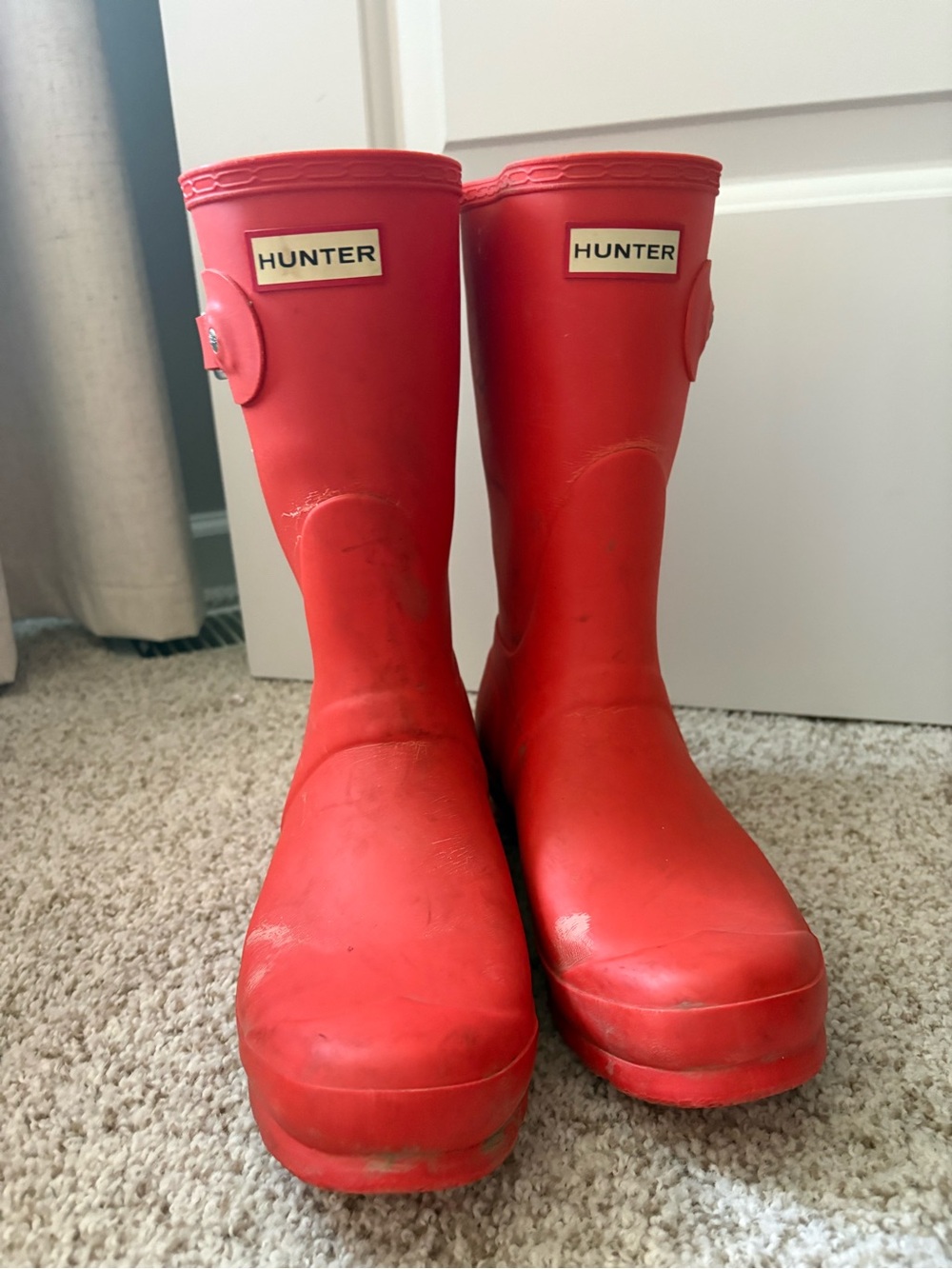 Well Loved Hunter Bright Red Waterproof Rain Boots with Side Buckle